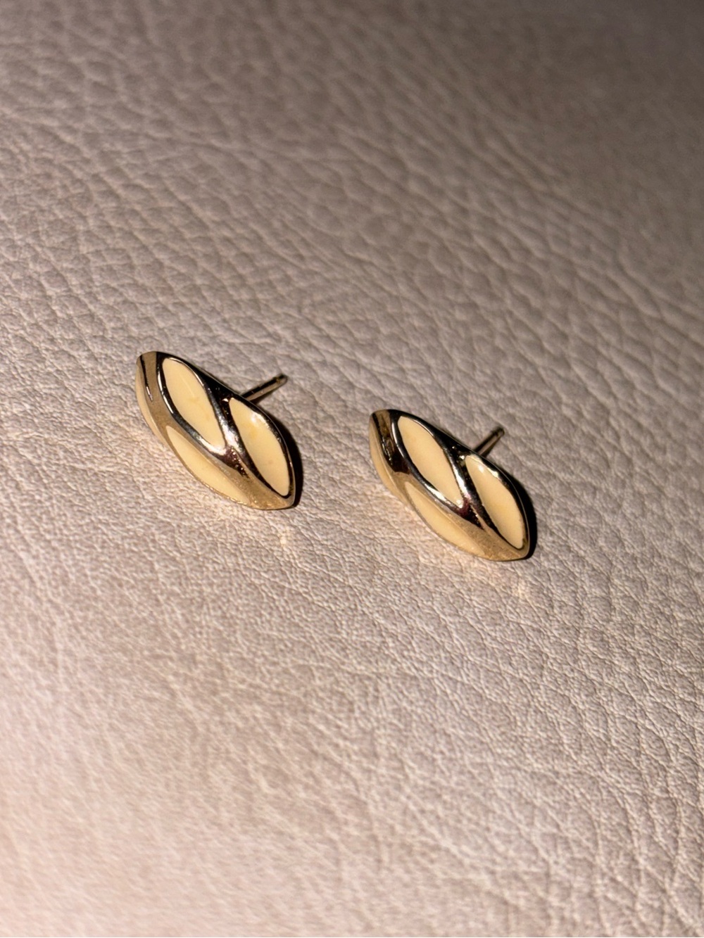 Gold-Tone Oval Enamel Stud Earrings - Women Jewelry